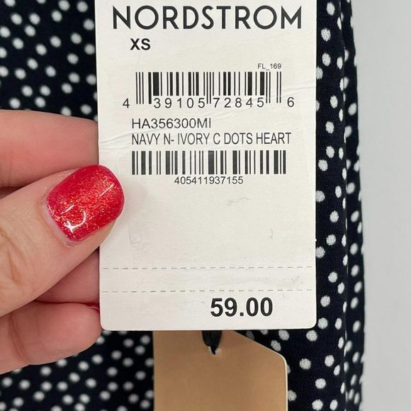 Halogen Navy White Polka Dot Sleeveless Shift Mini Dress NWT Women XS - Picture 7 of 7